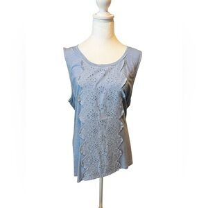 Talbots Light Blue Lace Front Tank Top